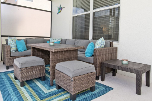 Patio furniture and Table Under Lanai