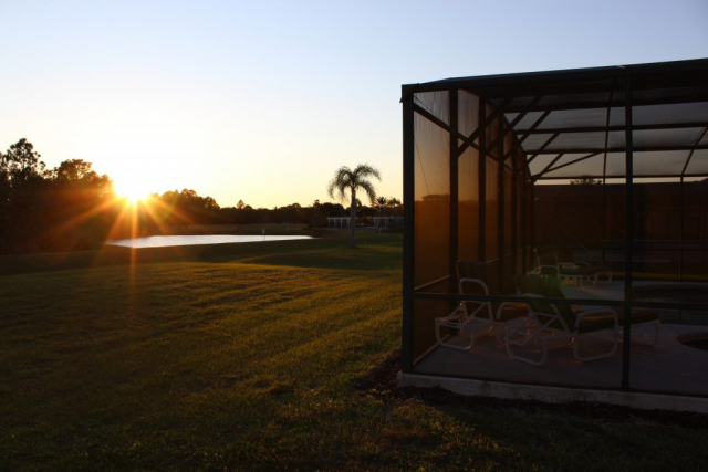 Sunset View across Lake from Pool Area